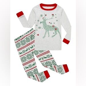 Family Feeling Size Christmas Pajama Reindeer/Snowflake Top Coordinating Bottom